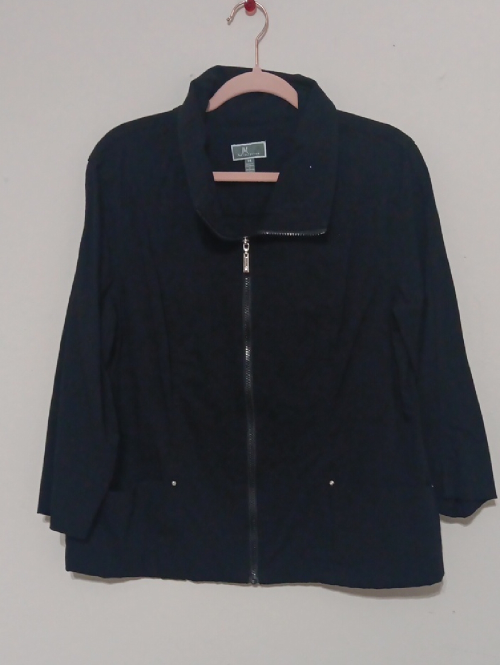 JM Collection Black Zip-Front Utility Jacket